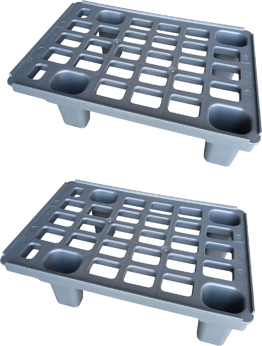 Set van 2 Kunststof Halve Pallets (Kwart Europallet Maat) - Stapelbaar
