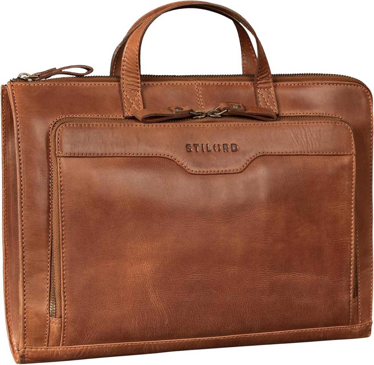 Grote Vintage Leren Laptoptas 13,3 Inch Documentenmap voor Werk en Studie