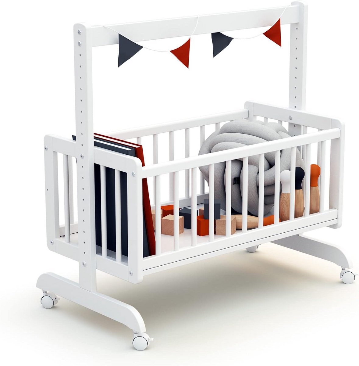 5-in-1 Baby Wieg en Ledikant: Uitschuifbaar, Verstelbaar & Transformatie naar Bank thumbnail 3