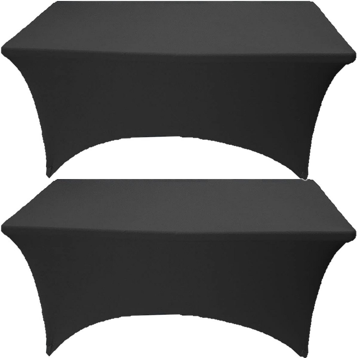 Set van 2x Zwarte Elastische Tafelhoezen voor Rechthoekige Tafels