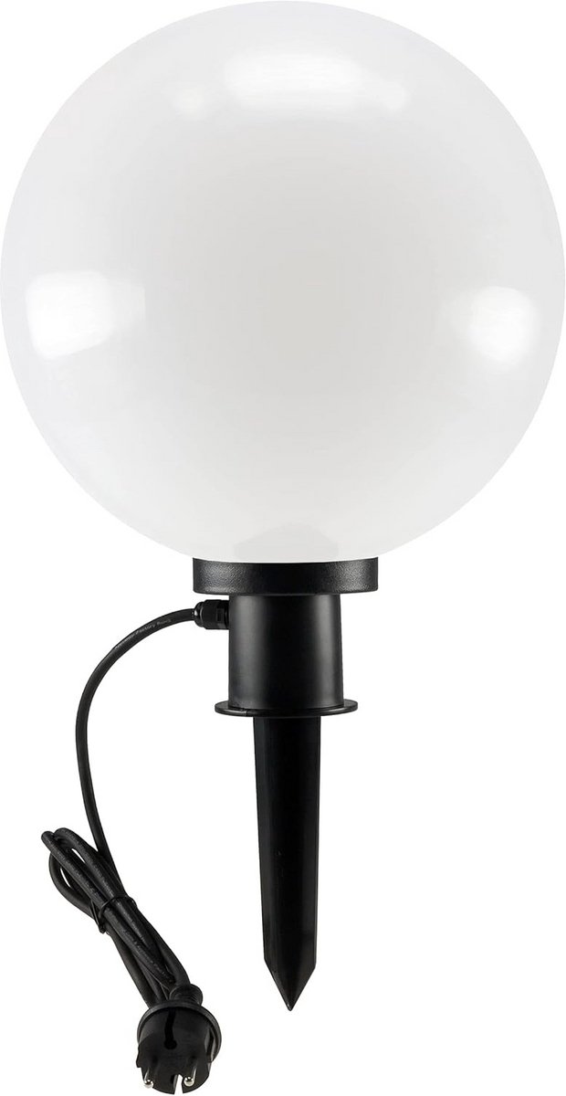 Tuinlamp met paal - Elegante witte lampenbol met grondbevestiging