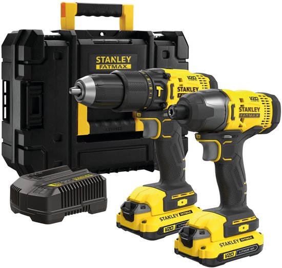 STANLEY FATMAX V20 18V Schroef-/klopboormachine + Slagschroevendraaier TSTAK koffer (met 2x 2.0Ah accu en lader) SFMCK465D2T-QW