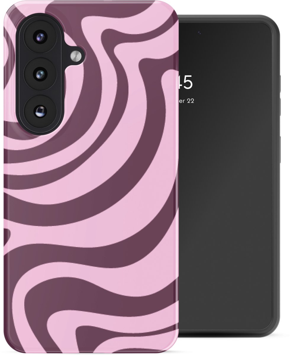 Selencia Hoesje - Geschikt voor Samsung Galaxy S26 - Backcover - Wavy Swirl Pink Plum