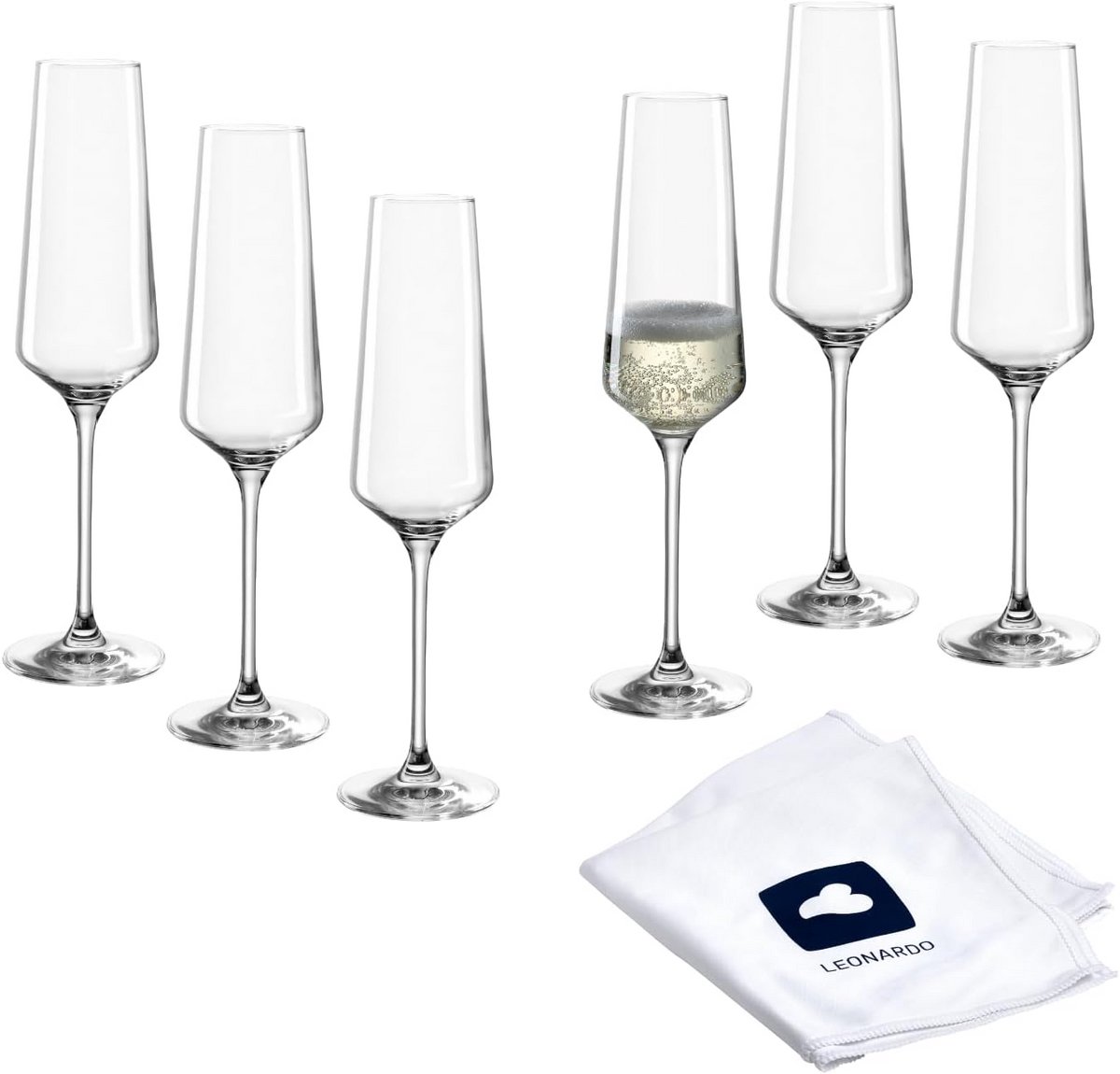 Set van 6 Champagneglazen voor Prosecco - Vaatwasserbestendig en Schokproof (280 ml)