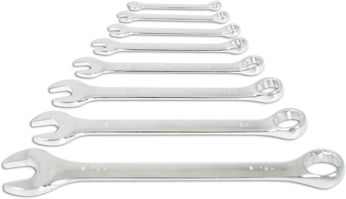 8-delige Combinatiesleutelset Whitworth (WW) - Chroom Vanadium