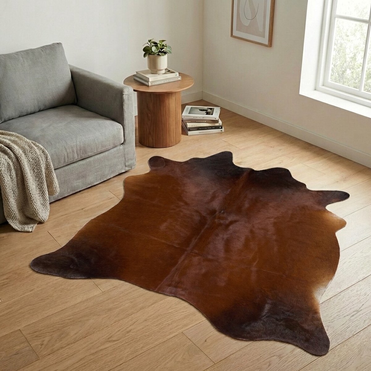 Koeienhuid Vloerkleed - Driekleur - 185 x 180 cm - Koeienkleed / Koeienvel / Dierenvel / Dierenhuid / Koehuid Tapijt