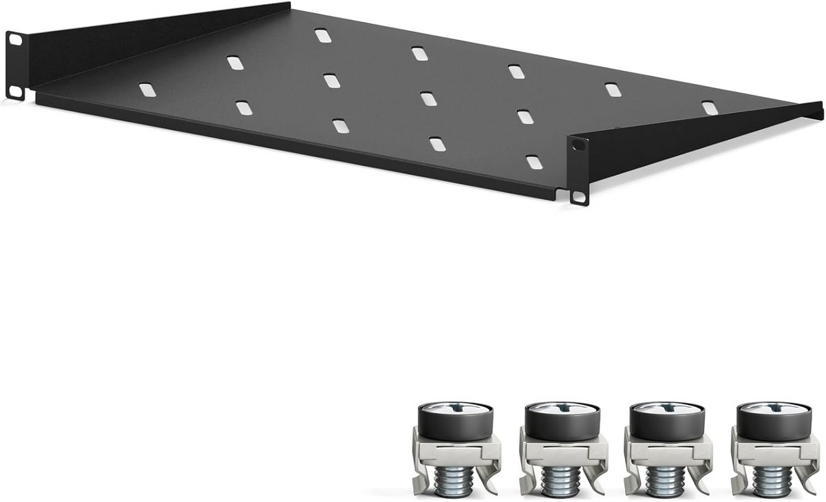 Universele 1HE Plank voor 19 Inch Serverkast en Netwerkkast, Zwart