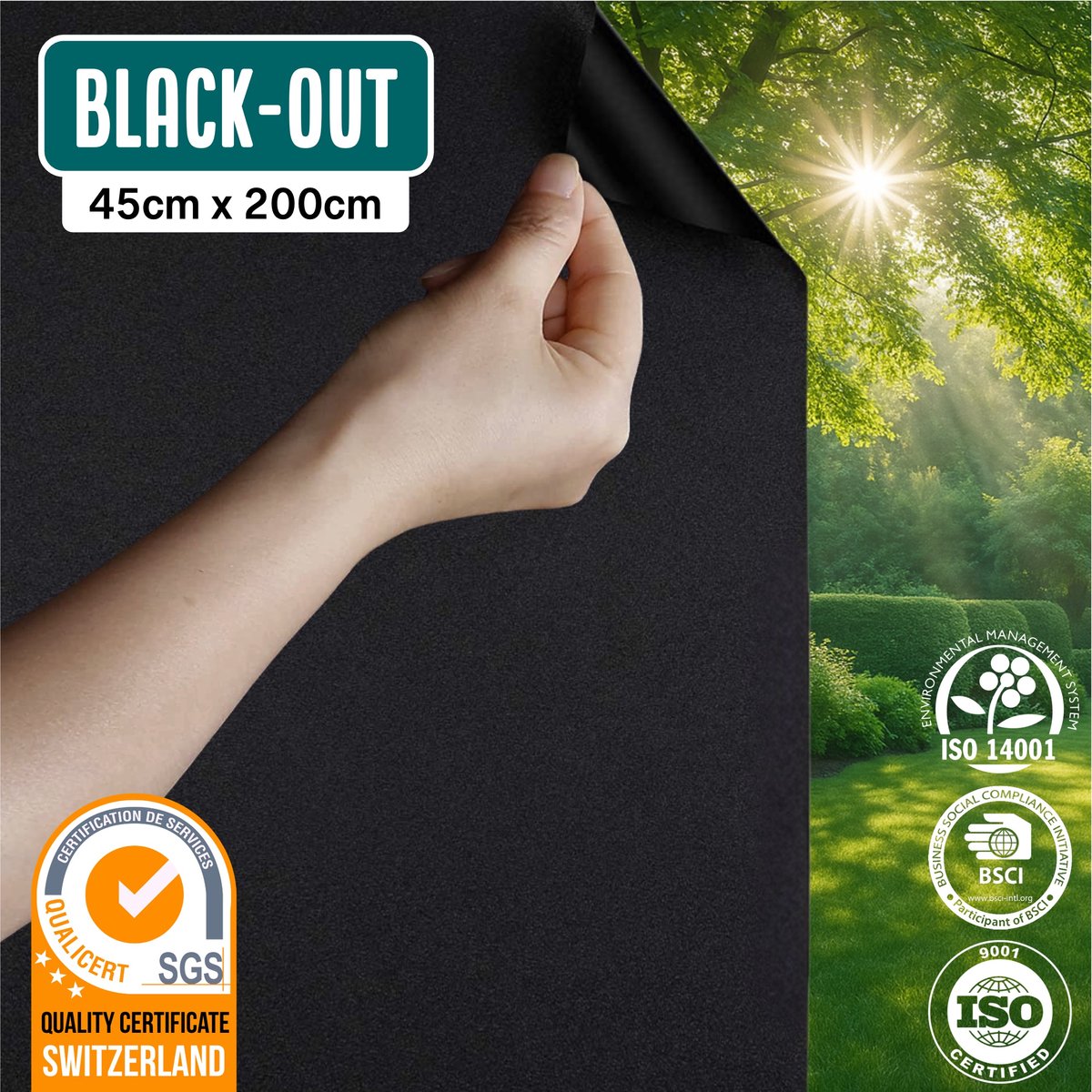 Homewell® Verduisterende Raamfolie - 30x200cm - Statisch & Herbruikbaar - 100% Lichtdicht - Raamfolie Zwart - Zonwerend & Anti-inkijk