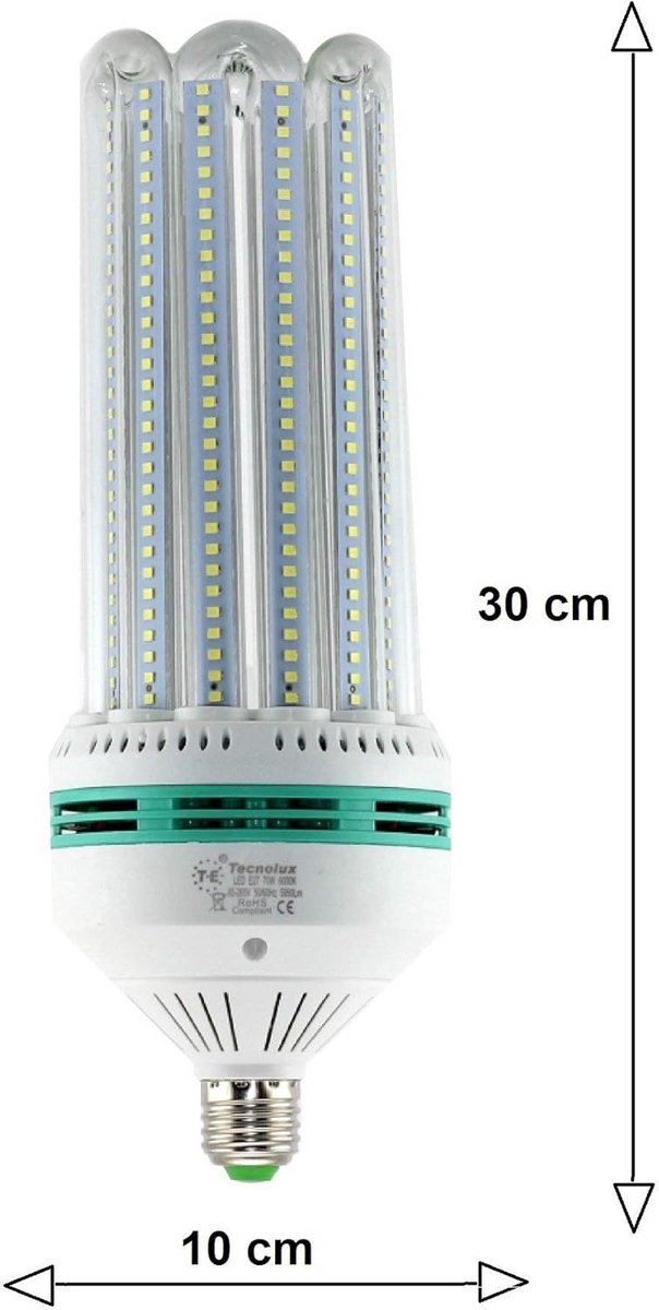 Krachtige 70W U-vormige LED Lamp E27 6400K Koud Wit Licht - Energiebesparend