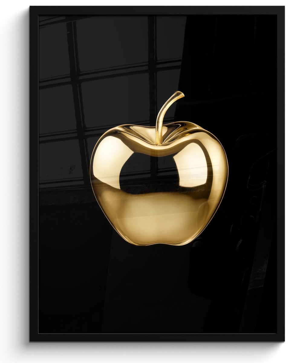 FrameYourWall Fotolijst inclusief poster - Posterlijst 50x70 cm - Posters - Appel - Goud - Chrome - Zwart - Foto in lijst - Keuken decoratie muur - Wanddecoratie accessoires - Muurdecoratie - Schilderijen