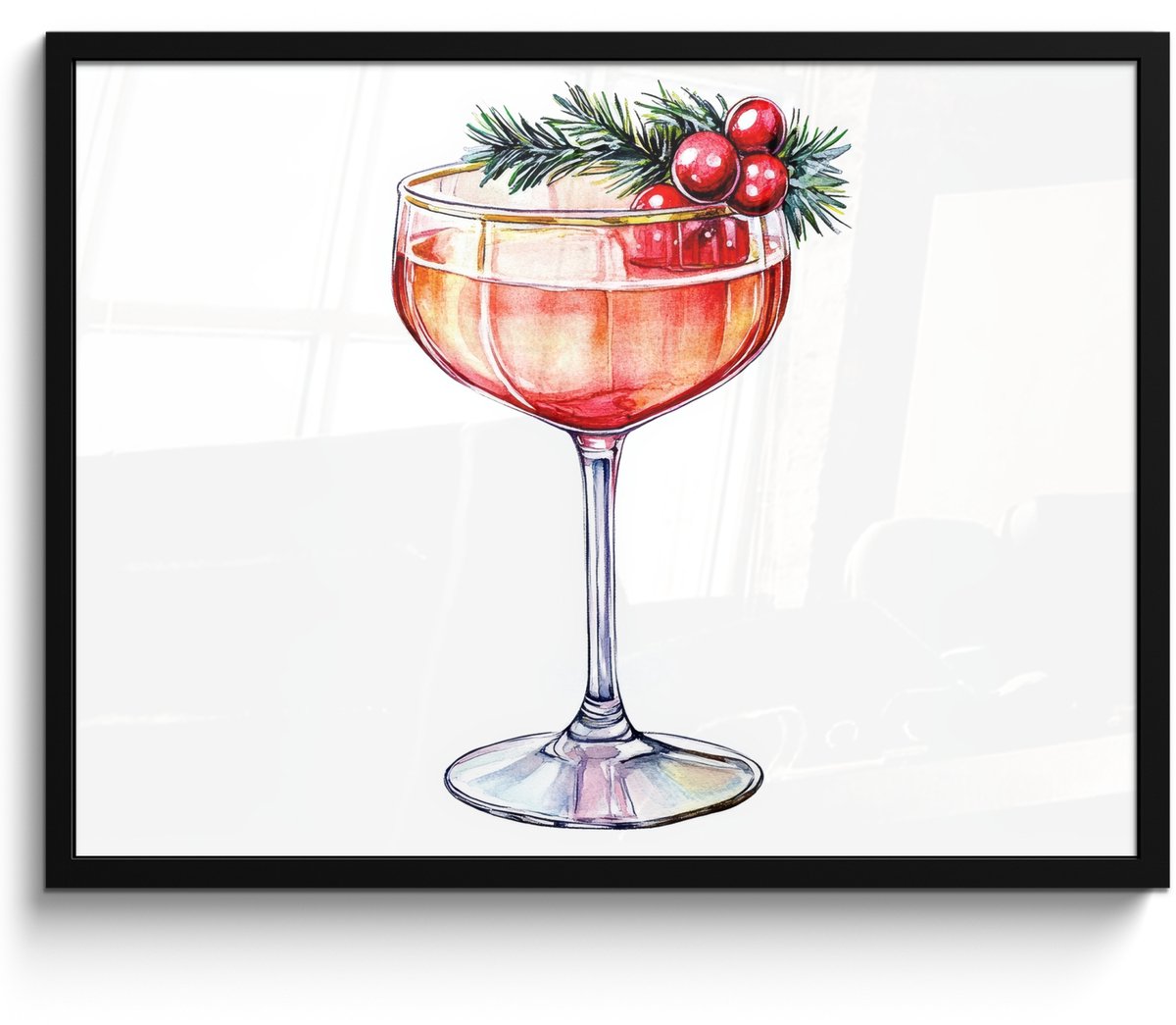 FrameYourWall Poster in lijst - Fotolijst 70x50 cm - Posters - Cocktail - Feest - Winter - Decoratie - Posterlijst zwart - Decoratie - Wanddecoratie woonkamer - Muurdecoratie slaapkamer Cocktail - Kerst