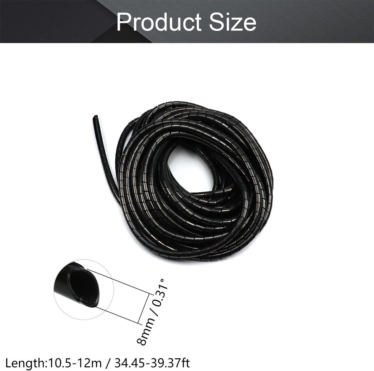 Flexibele Spiraalkabel Organizer Sleeve voor Elektrische Snoeren - Zwart
