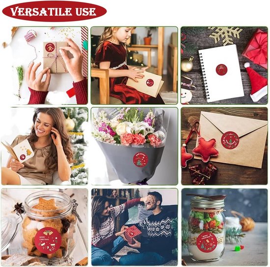 500 Ronde Kerststickers op Rol - 3,8 cm - Kerstzegels voor Enveloppen ...