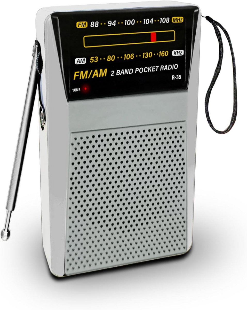 Draagbare Zakradio AM/FM met Uitstekende Ontvangst en Koptelefoonaansluiting