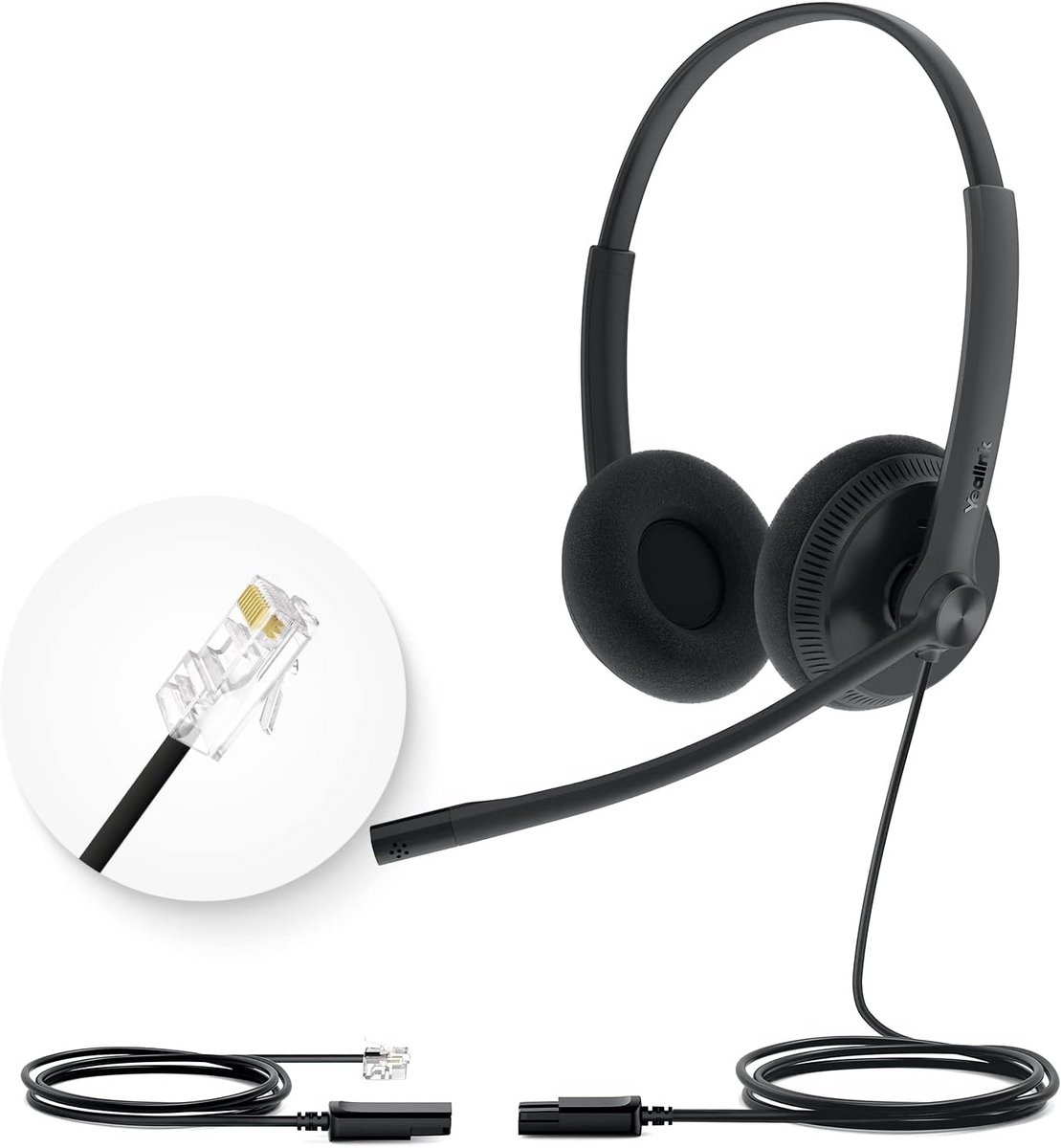 Bedrade Headset met Ruisonderdrukking voor VoIP Telefoons (RJ9) - Compatibel met Grandstream, Avaya, Polycom en Snom