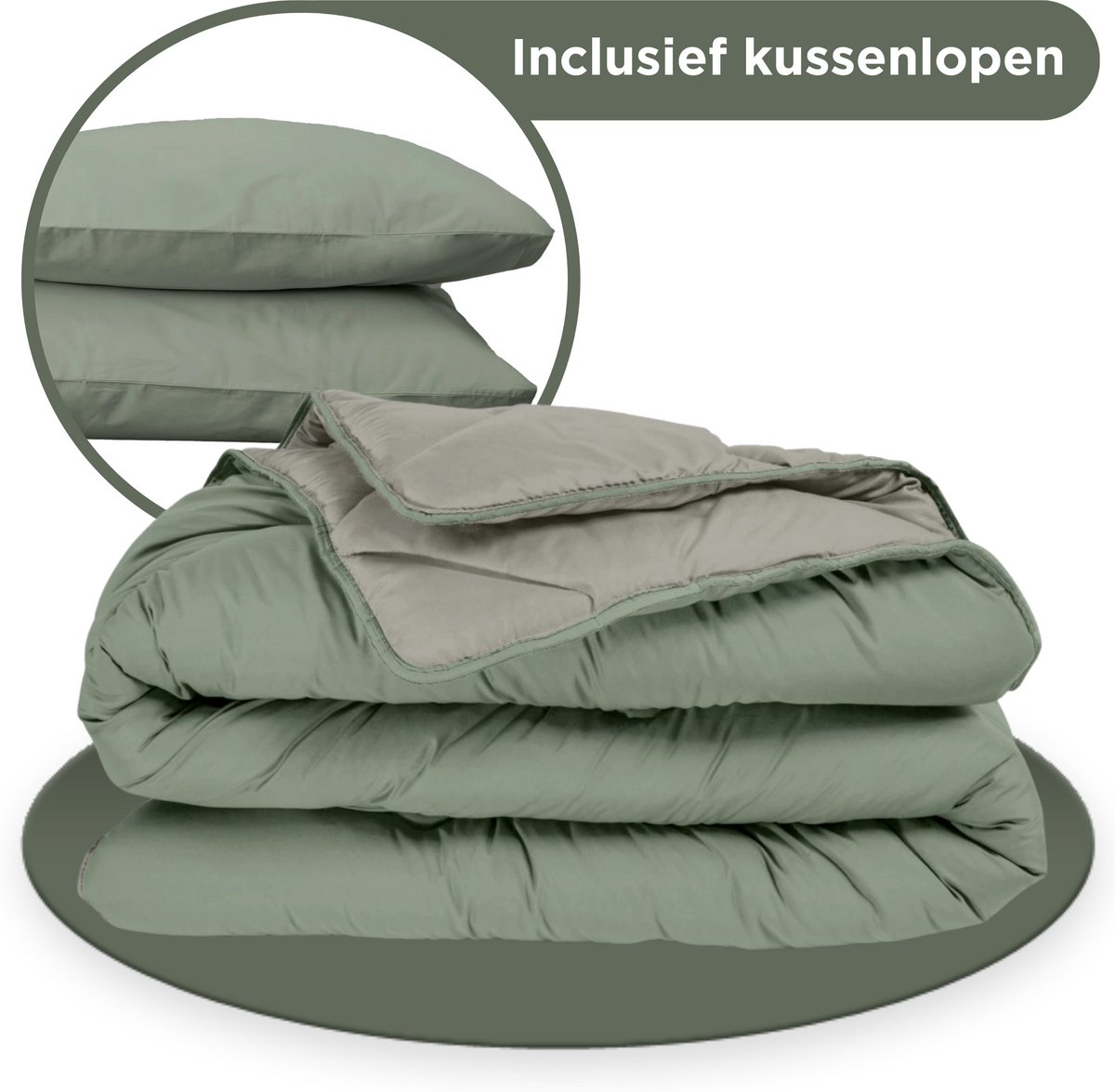 Zavelo Easy - Dekbed zonder Overtrek met Kussenslopen - Groen/Khaki-2-persoons (200x200 cm)