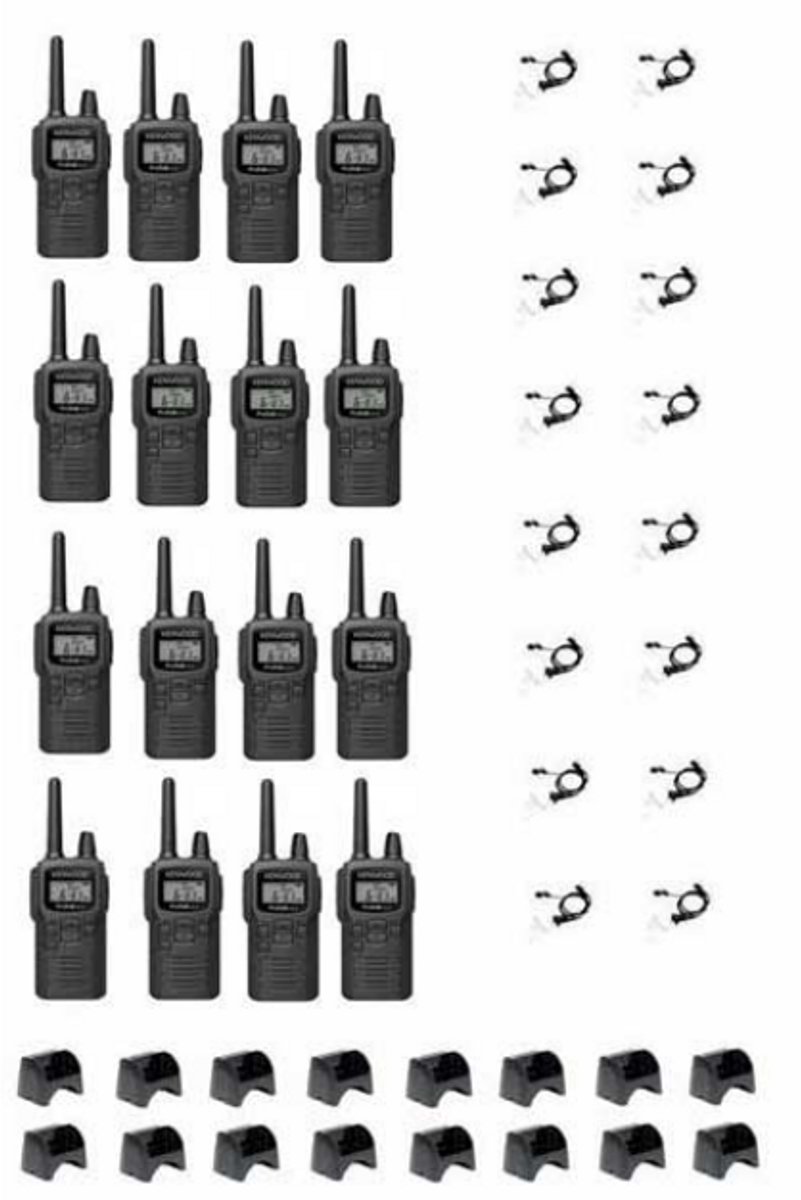 Set van 16 Kenwood PKT-300 ProTalk XLS IP52 PMR446 mini portofoons en C-ring oortje