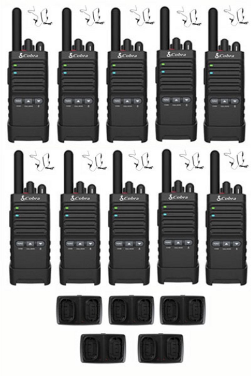 Set van 10 Cobra PX650 UHF PMR446 portofoons met beveiliging oortje