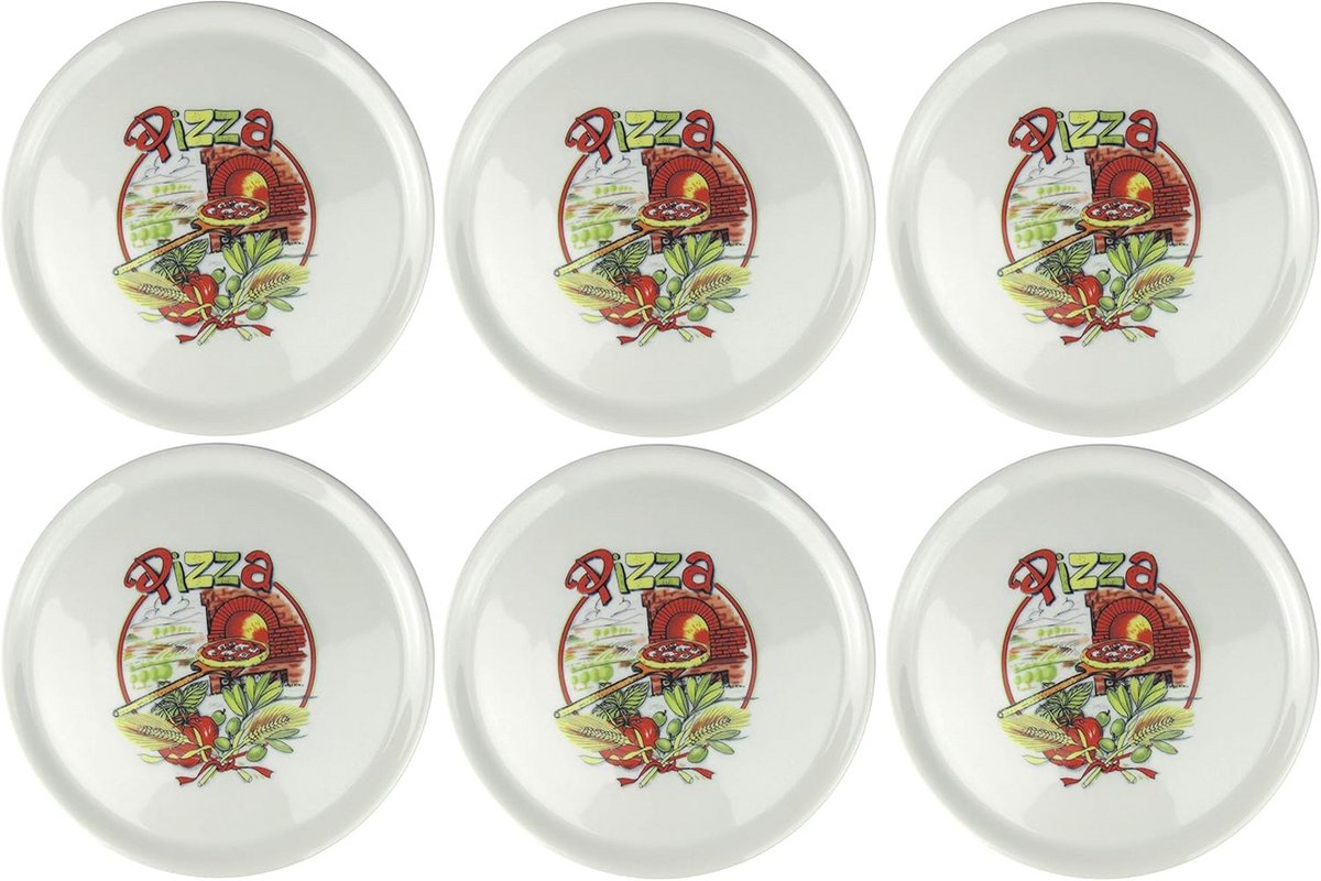Set van 6 Porseleinen Pizzaborden Ø 31 cm - Ovenbestendig