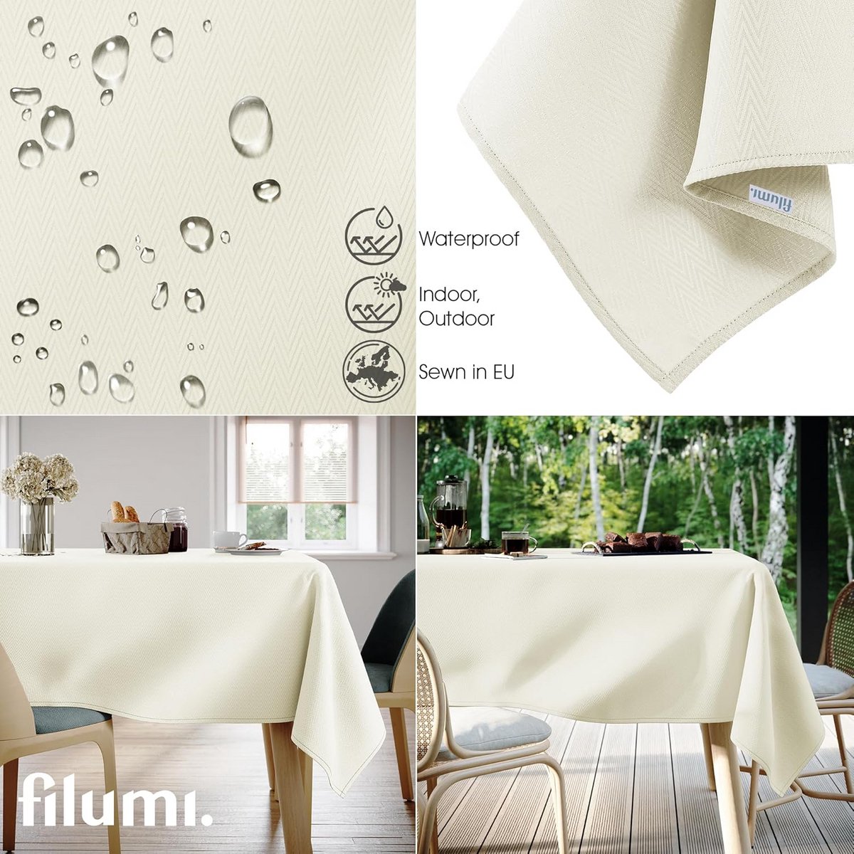 Tafelkleed 130 x 180 cm wasbaar met marmerlook voor binnen en buiten