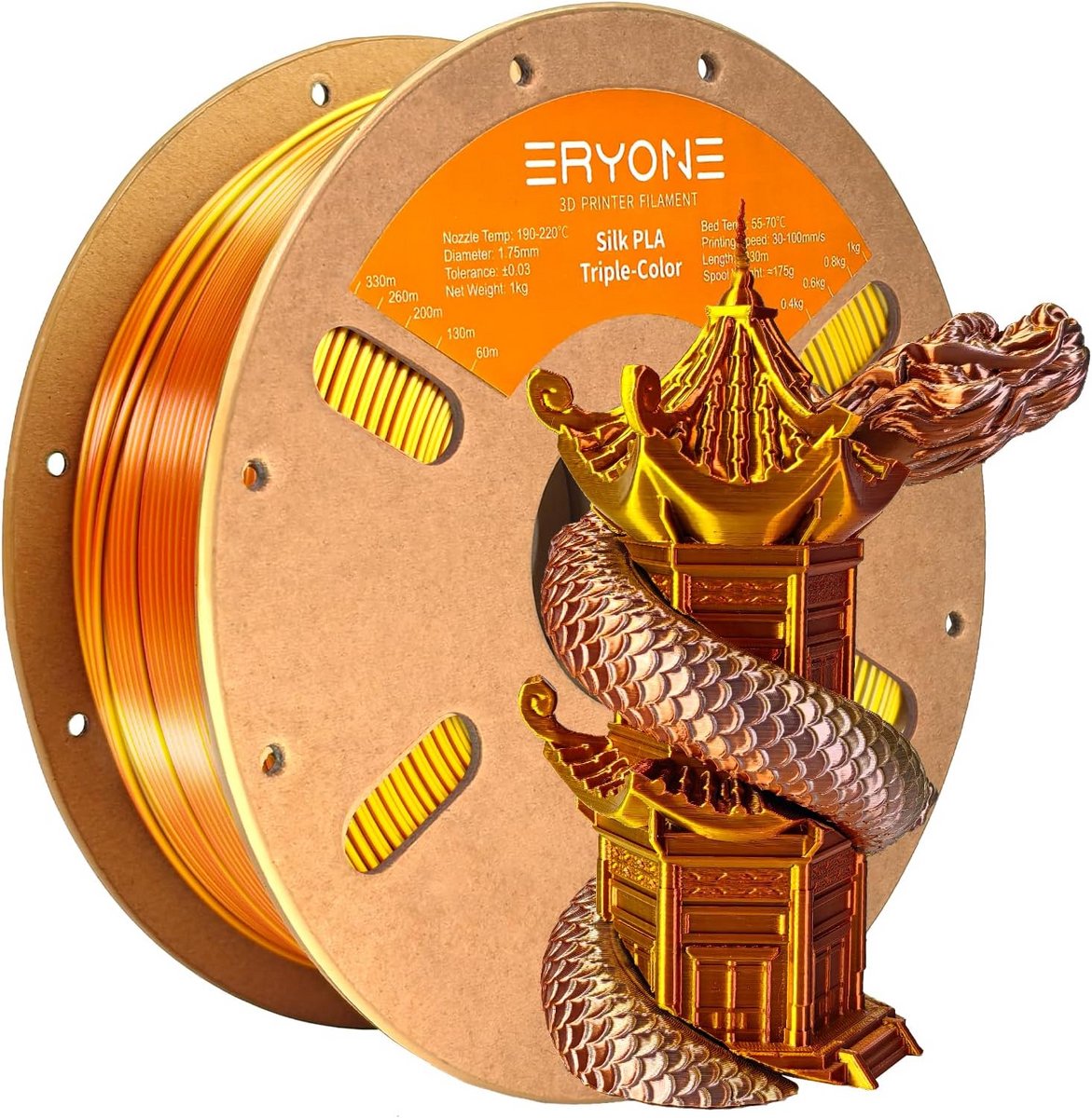 3 Kleuren Zijde PLA Filament 1.75 mm - 1 kg Spoel - Goud, Zilver & Koper