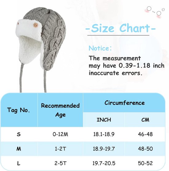 Warme Gebreide Baby en Peuter Wintermuts met Fleece Voering (1-5 Jaar) van Merkloos — afbeelding 3