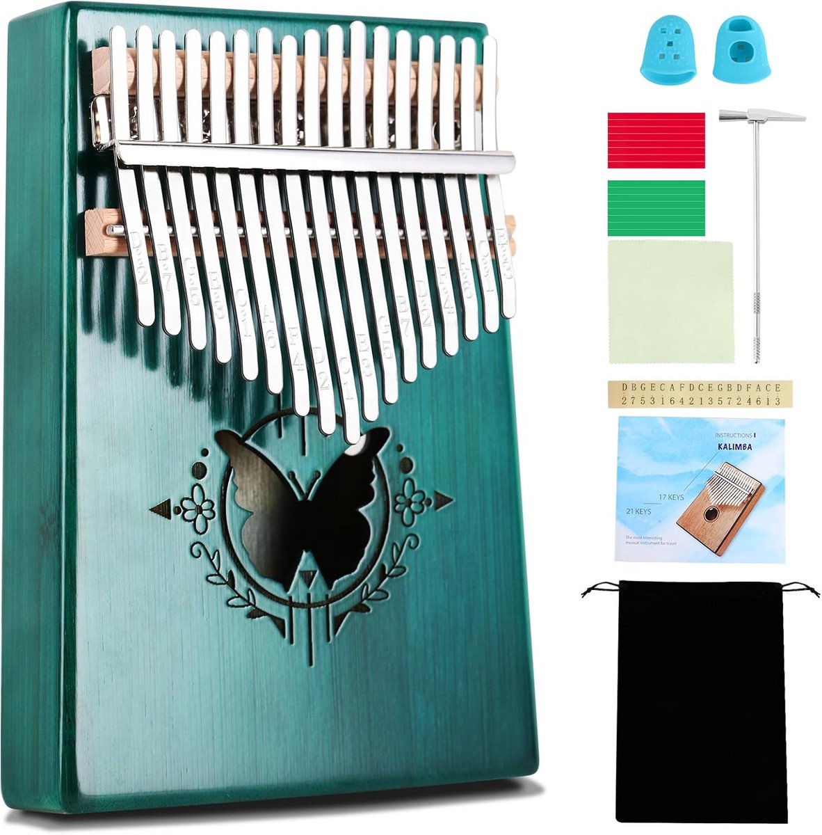 Kalimba 17 Toetsen Vingerpiano Draagbare Mbira Inclusief Accessoires