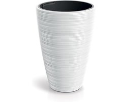 Grote Ronde Bloempot Binnen en Buiten Ø30 cm H45 cm Wit - Hoge Plantenbak Decoratief