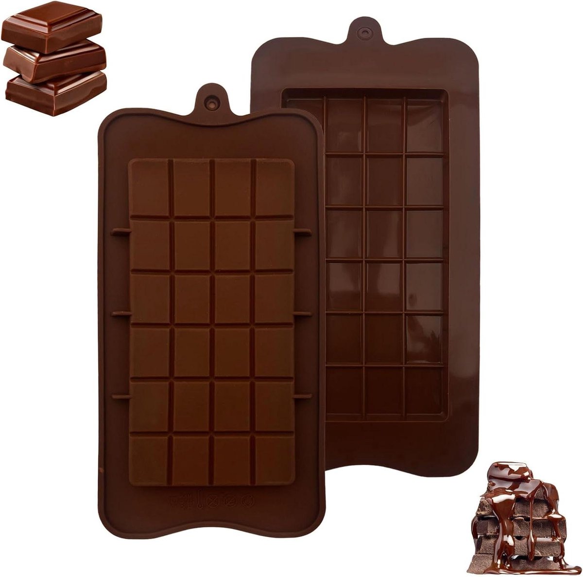 Siliconen chocoladevormen set met 6 bakjes voor bonbons en ijsblokjes