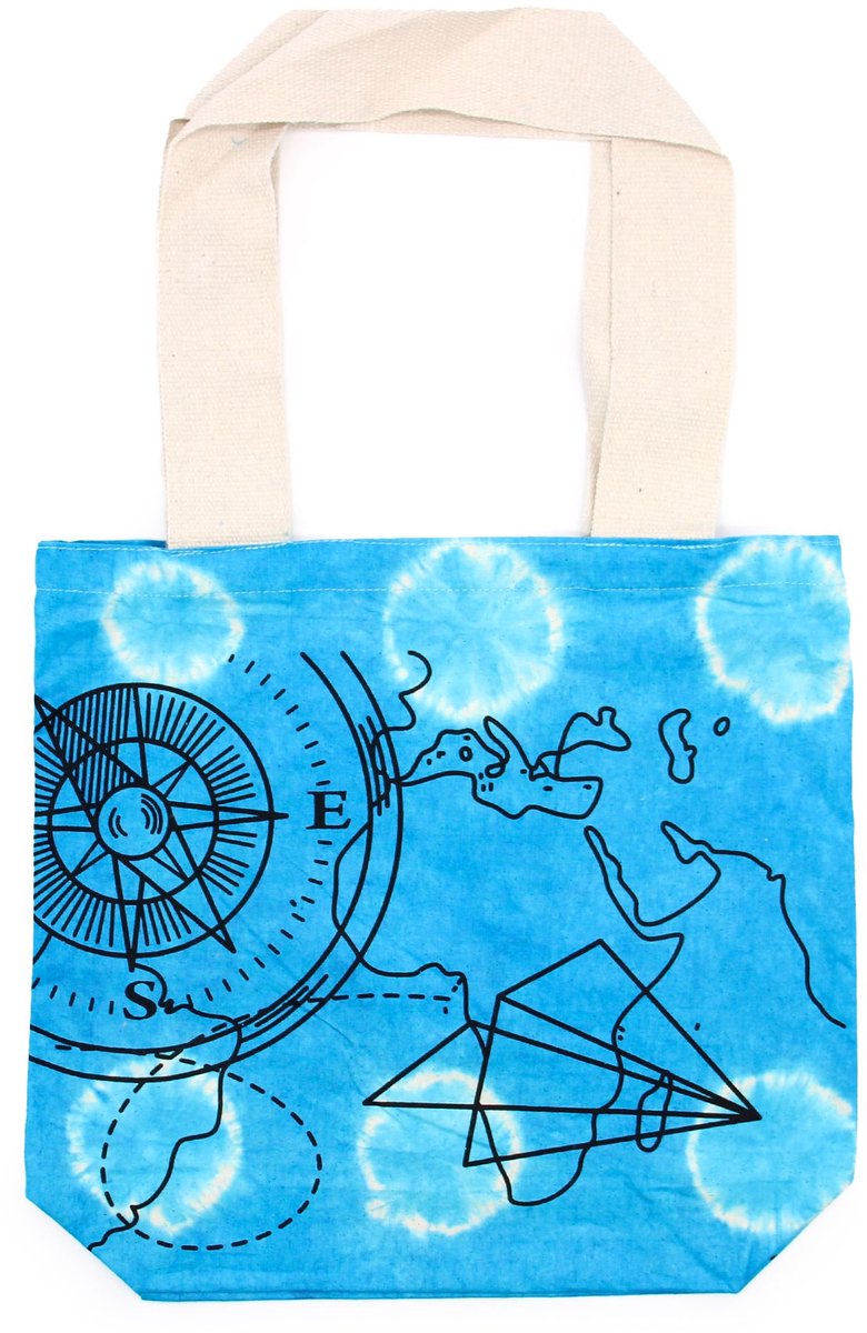 Ancient Wisdom - Tas - Katoenen tas multicolor met tie-dye print - 38x42x12 cm - schoudertas - boodschappentas - handtas - eco-vriendelijk - tasaccessoire - modeaccessoire