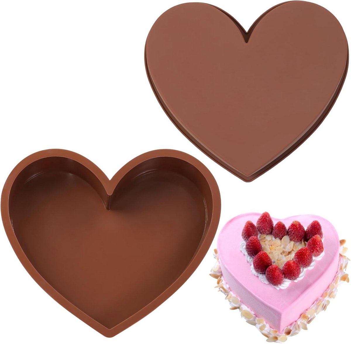 Hartvormige Taartvorm van Siliconen 25,5 cm - Non-stick Bakvorm voor Taart en Cake