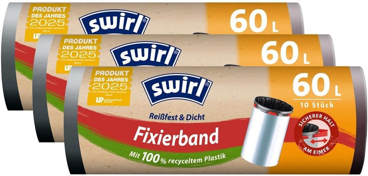 3x Extra Sterke Vuilniszakken 60L met Bevestigingsband (30 stuks)