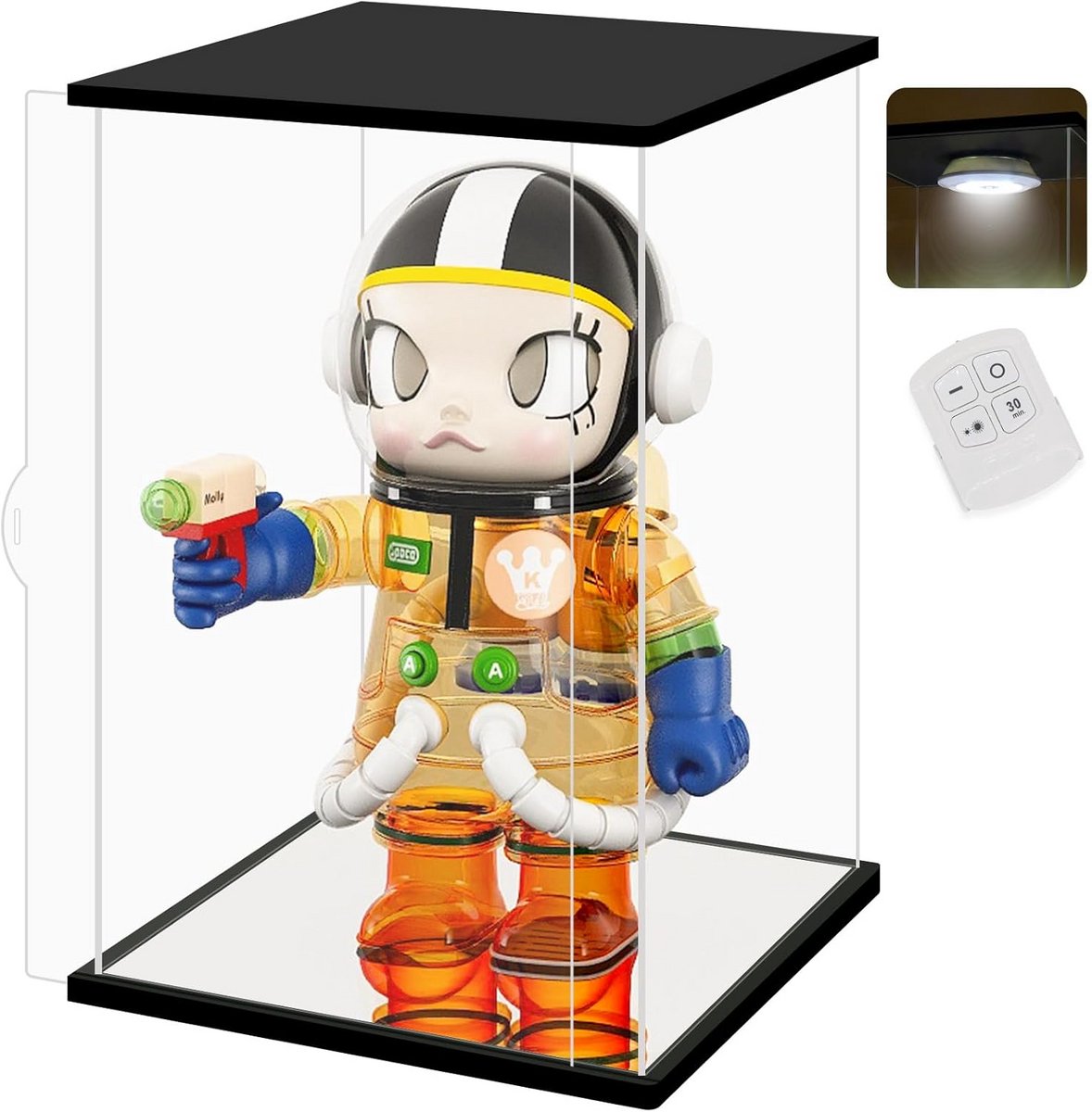 Transparante Acryl Vitrinekast met LED Verlichting voor Verzamelobjecten en Figuren