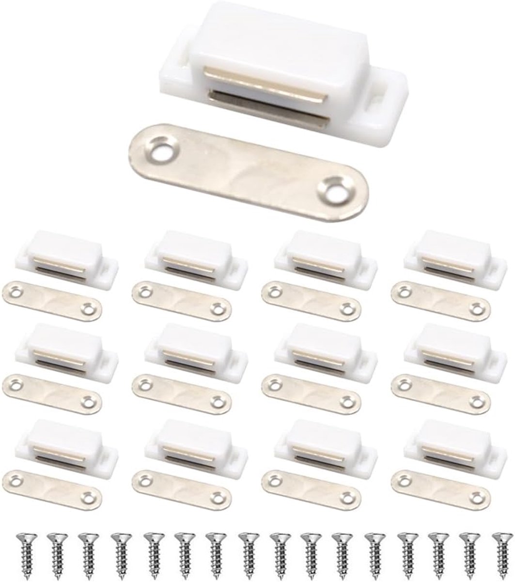 Deurmagneet - Magneetsluiting voor Kast en Deur - Magneetsnapper - Deursluiter - Deurvanger - 12 Stuks - Wit - van Imperatoris