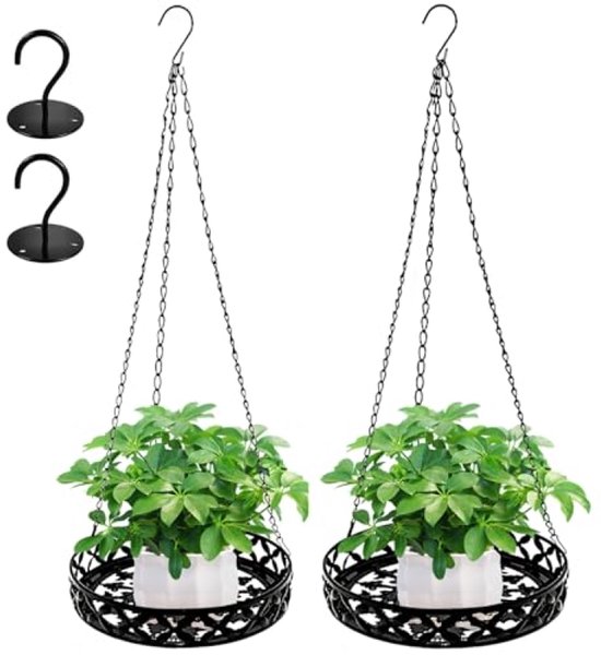 PromoHome hangende plantenhanger set van 2 - metalen design voor binnen en buiten