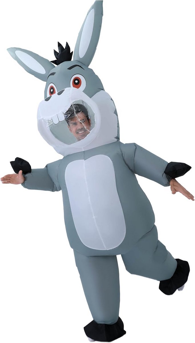 Inflatable Ezel Kostuum voor Volwassenen - Opblaasbaar en Grappig voor Halloween en Feesten