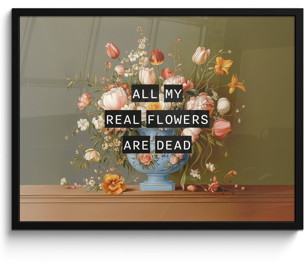 FrameYourWall Poster in lijst - Fotolijst 70x50 cm - Posters - Bloem - Quote - Vintage - Art - Posterlijst zwart - Decoratie - Wanddecoratie woonkamer - Muurdecoratie slaapkamer Bloemen - Vintage - Quote