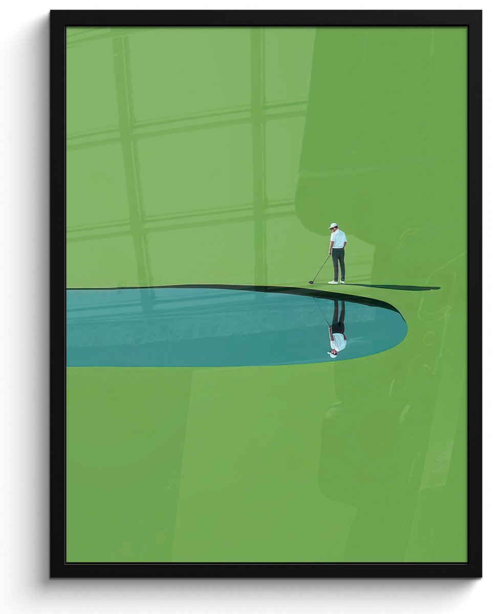 FrameYourWall Poster in lijst - Fotolijst 50x70 cm - Posters - Persoon - Golf - Water - Blauw - Posterlijst zwart - Decoratie - Wanddecoratie woonkamer - Muurdecoratie slaapkamer - Kerstversiering - Kerstdecoratie voor binnen - Kerstmis