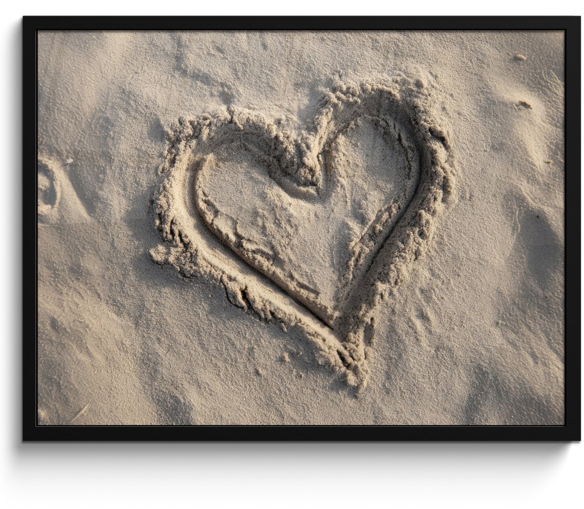 FrameYourWall Poster in lijst - Fotolijst 70x50 cm - Posters - Hartvorm - Getekend - Beige - Zand - Posterlijst zwart - Decoratie - Wanddecoratie woonkamer - Muurdecoratie slaapkamer Hartvorm - Zand