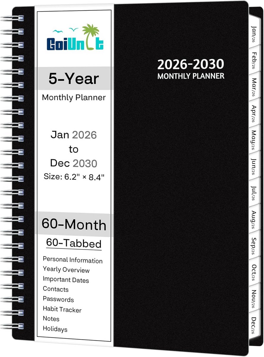 Maandplanner 2026-2030 - Overzichtelijk Agenda A5 Zwart