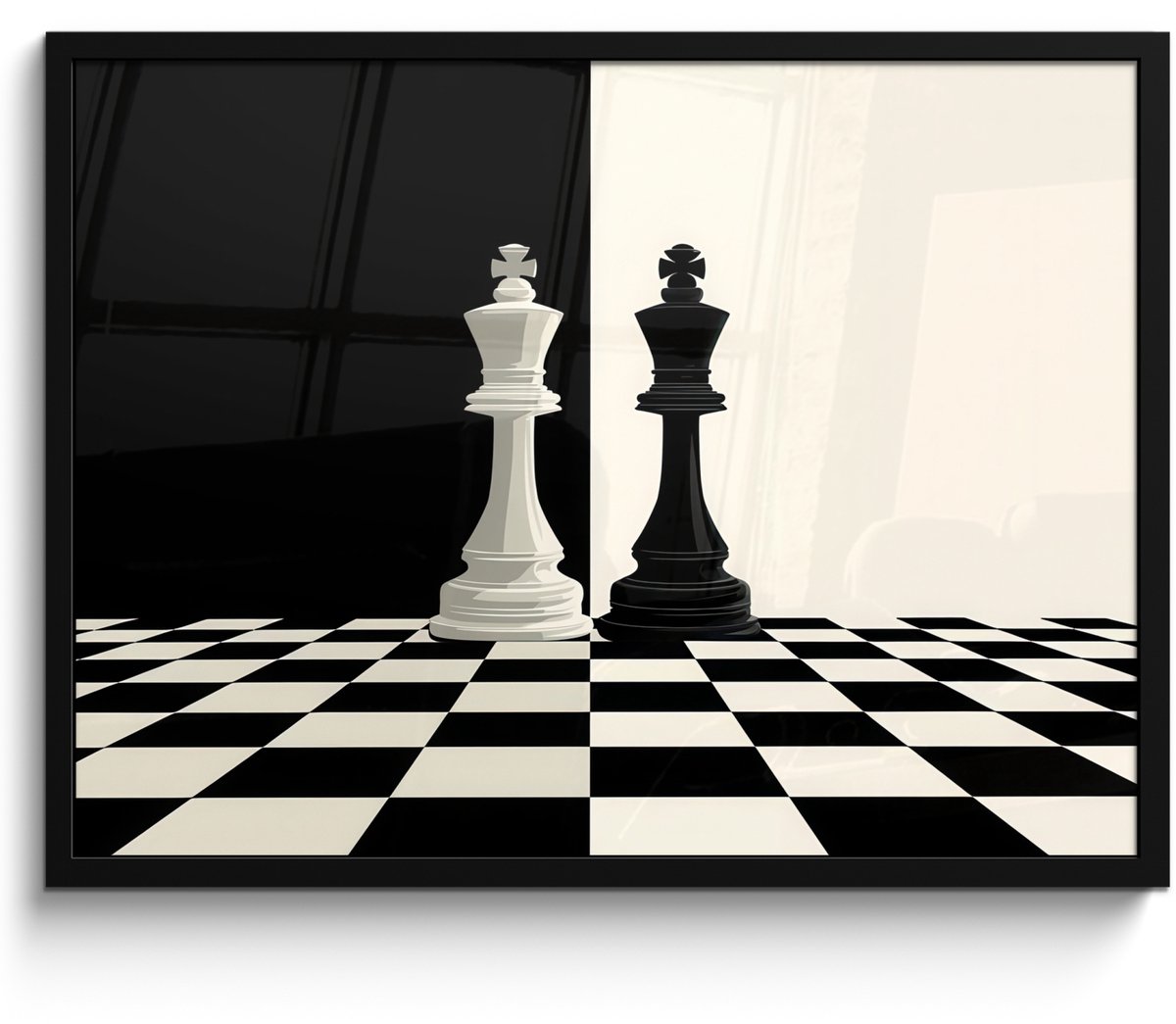 FrameYourWall Poster in lijst - Fotolijst 70x50 cm - Posters - Schaakstukken - Koning - Geblokt - Zwart - Posterlijst zwart - Decoratie - Wanddecoratie woonkamer - Muurdecoratie slaapkamer - Kerstversiering - Kerstdecoratie voor binnen - Kerstmis Schaakstukken - Geblokt