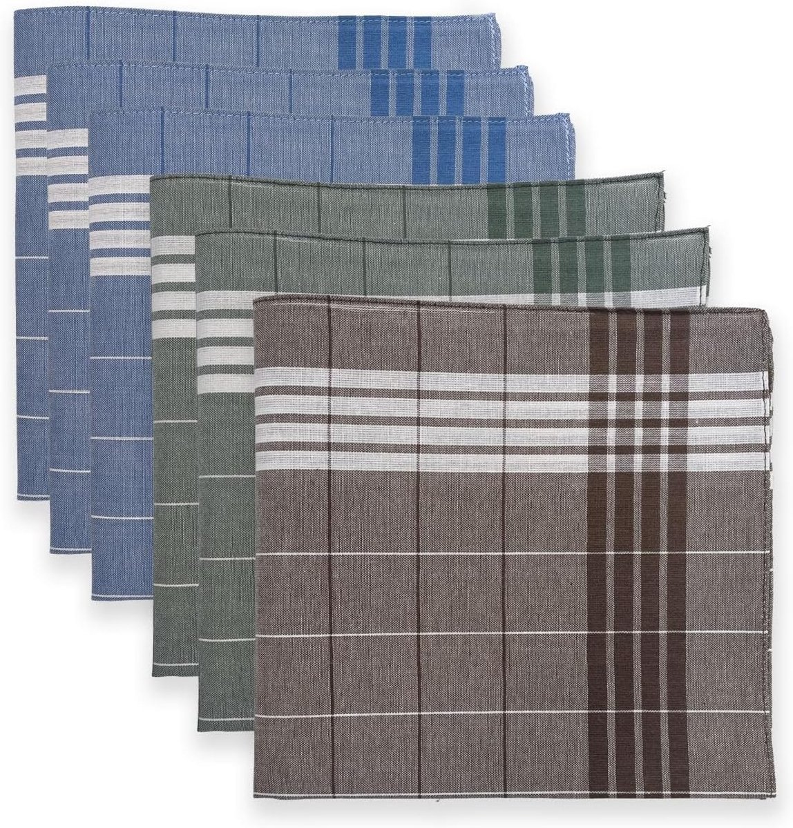 Set van 6 Katoenen Heren Zakdoeken in Verschillende Kleuren