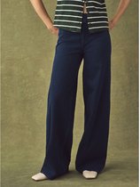 Next - Dames - Jersey denim broek met wijde pijpen - Blauw