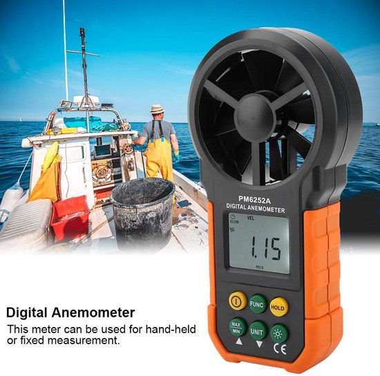 Draagbare Anemometer Windsnelheidsmeter met Groot LCD Scherm en Achtergrondverlichting — afbeelding 3