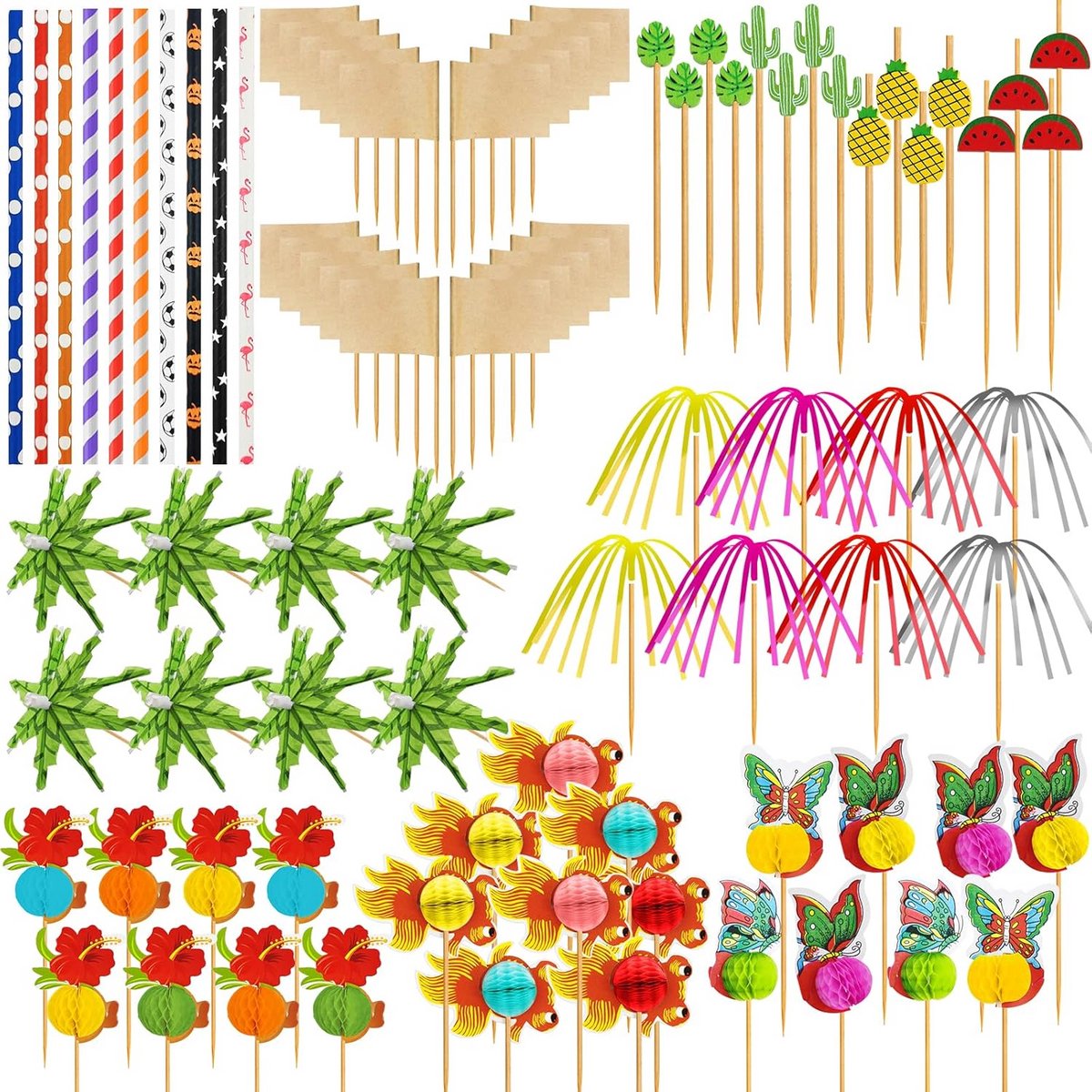 168 Delige Set Tropische Cocktail Decoratie Accessoires voor Feestjes
