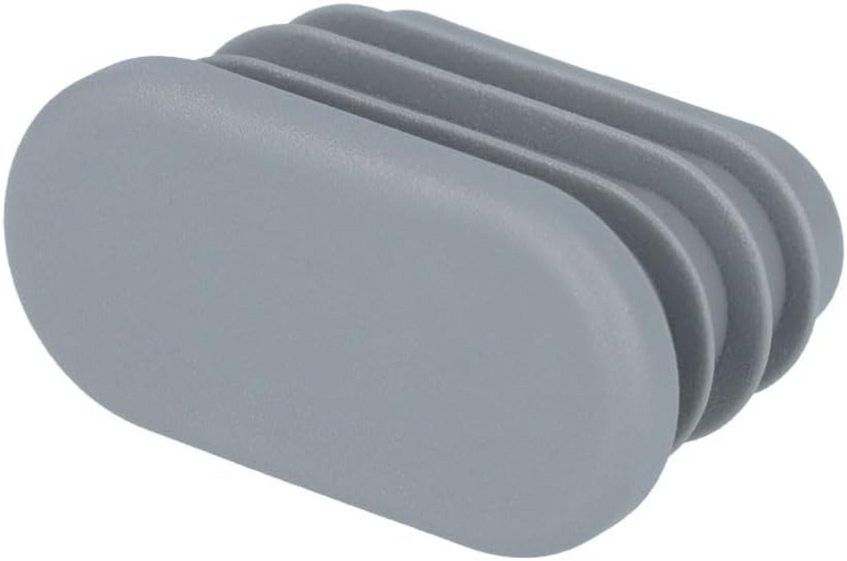 24 Stuks Ovale Buiskapjes Grijs voor 30 x 15 mm Buis - Stofdop en Meubelglijders