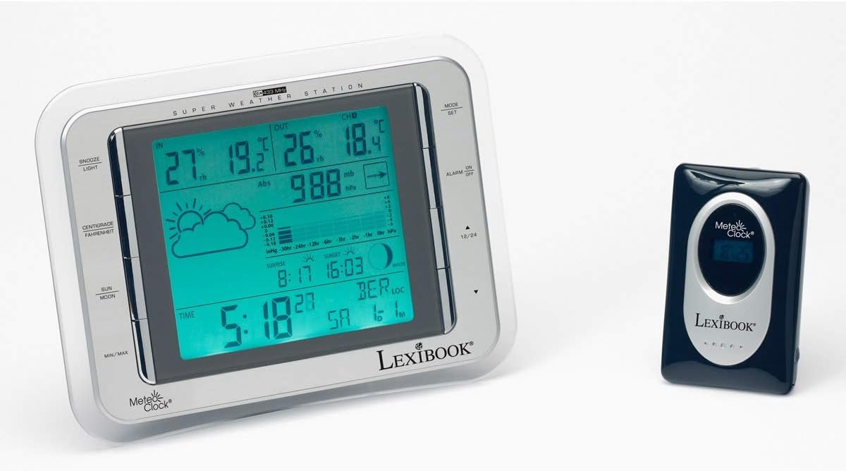 Weerstation met Klok Pure Wit/Zilver
