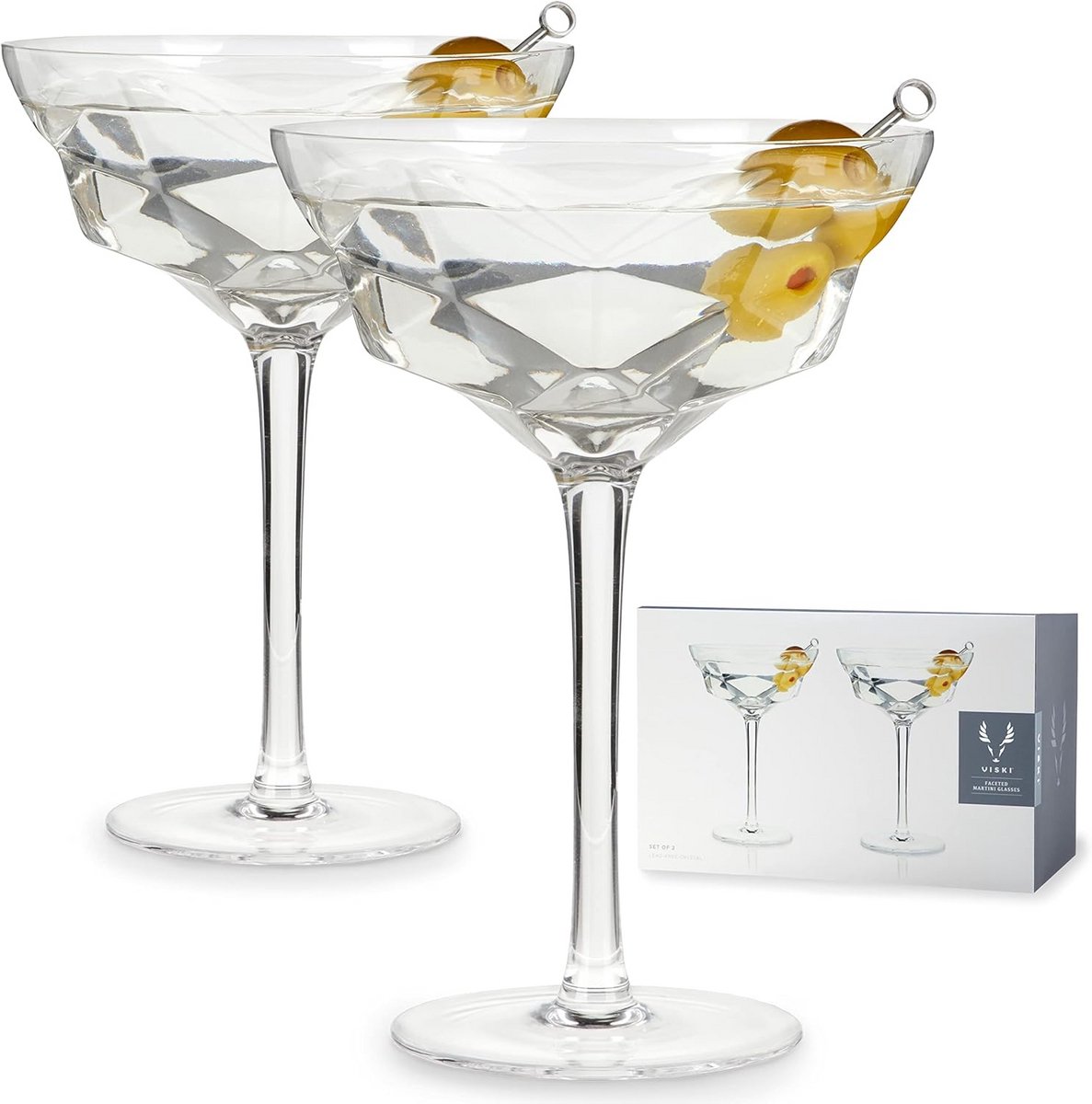 Set van 2 Kristallen Cocktailglazen voor Martini en Coupe Drinks
