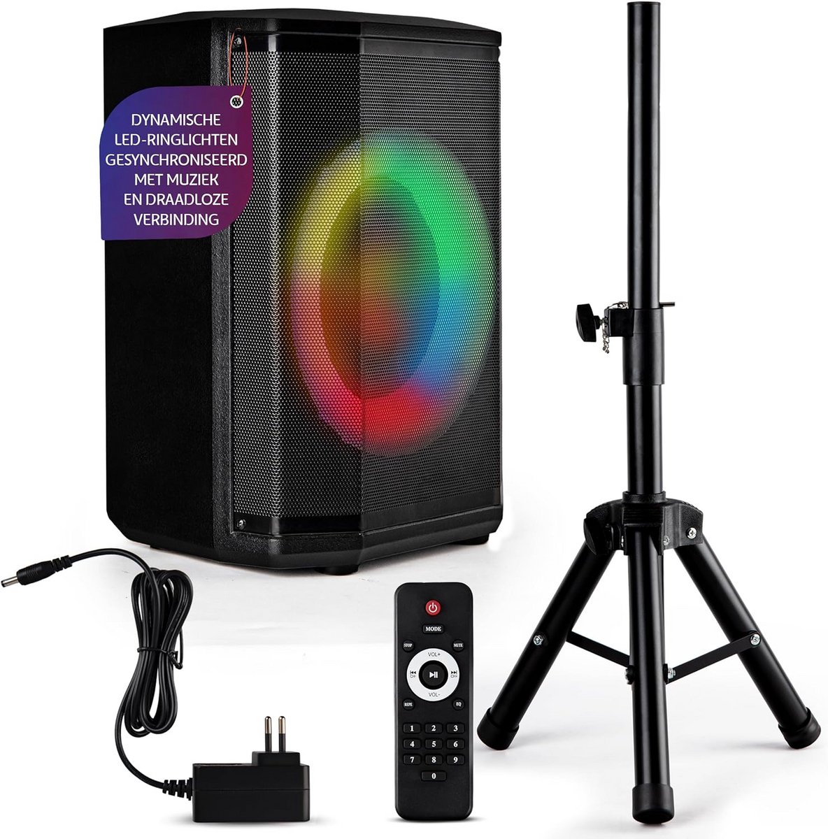 Draagbare Bluetooth Speaker met Woofer en Lichteffecten voor Feestjes