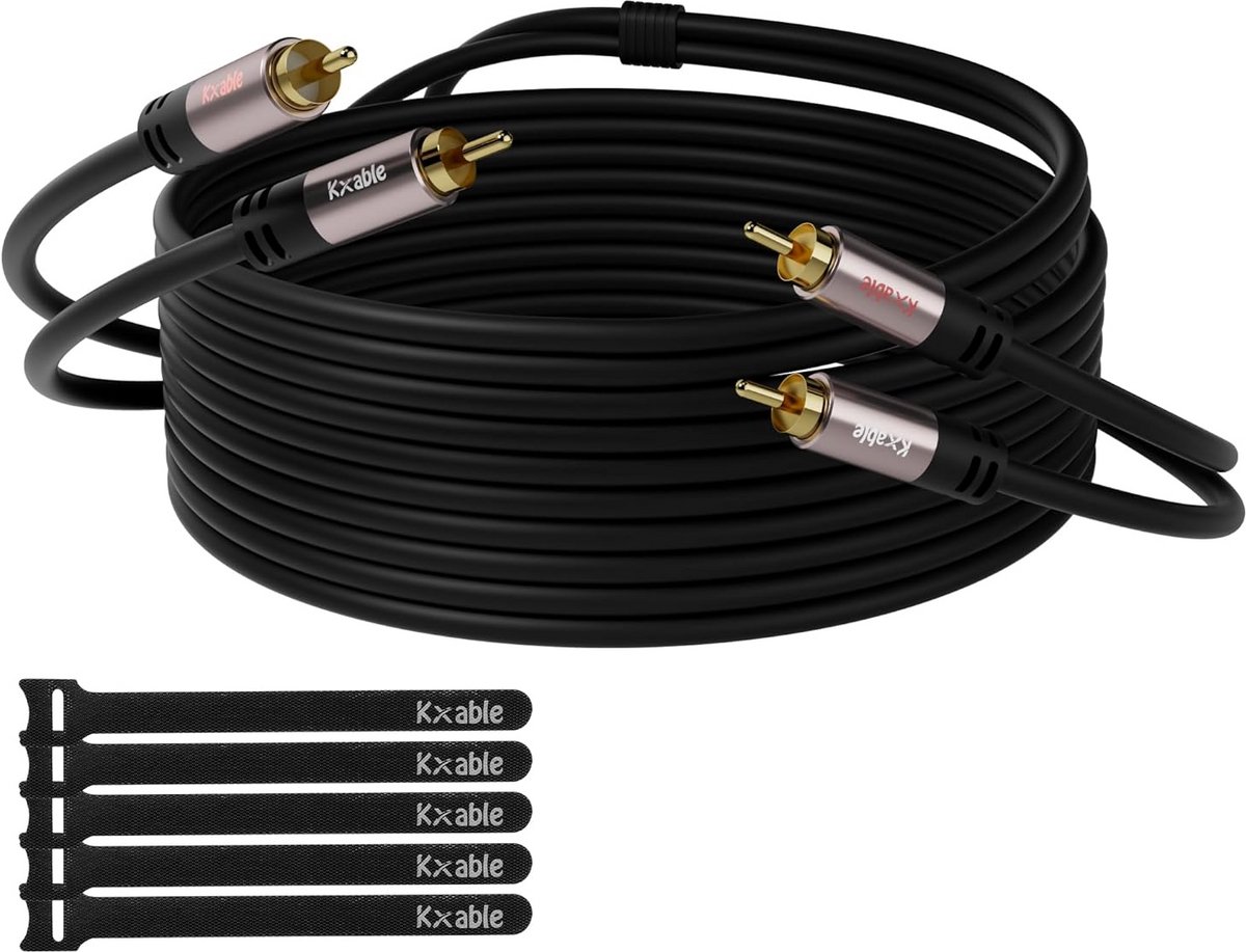 Stereo RCA Audiokabel 4.5 Meter - 2RCA Mannelijk naar 2RCA Mannelijk - Hoge Kwaliteit Zuurstofvrij Koper voor Hifi en Thuisbioscoop